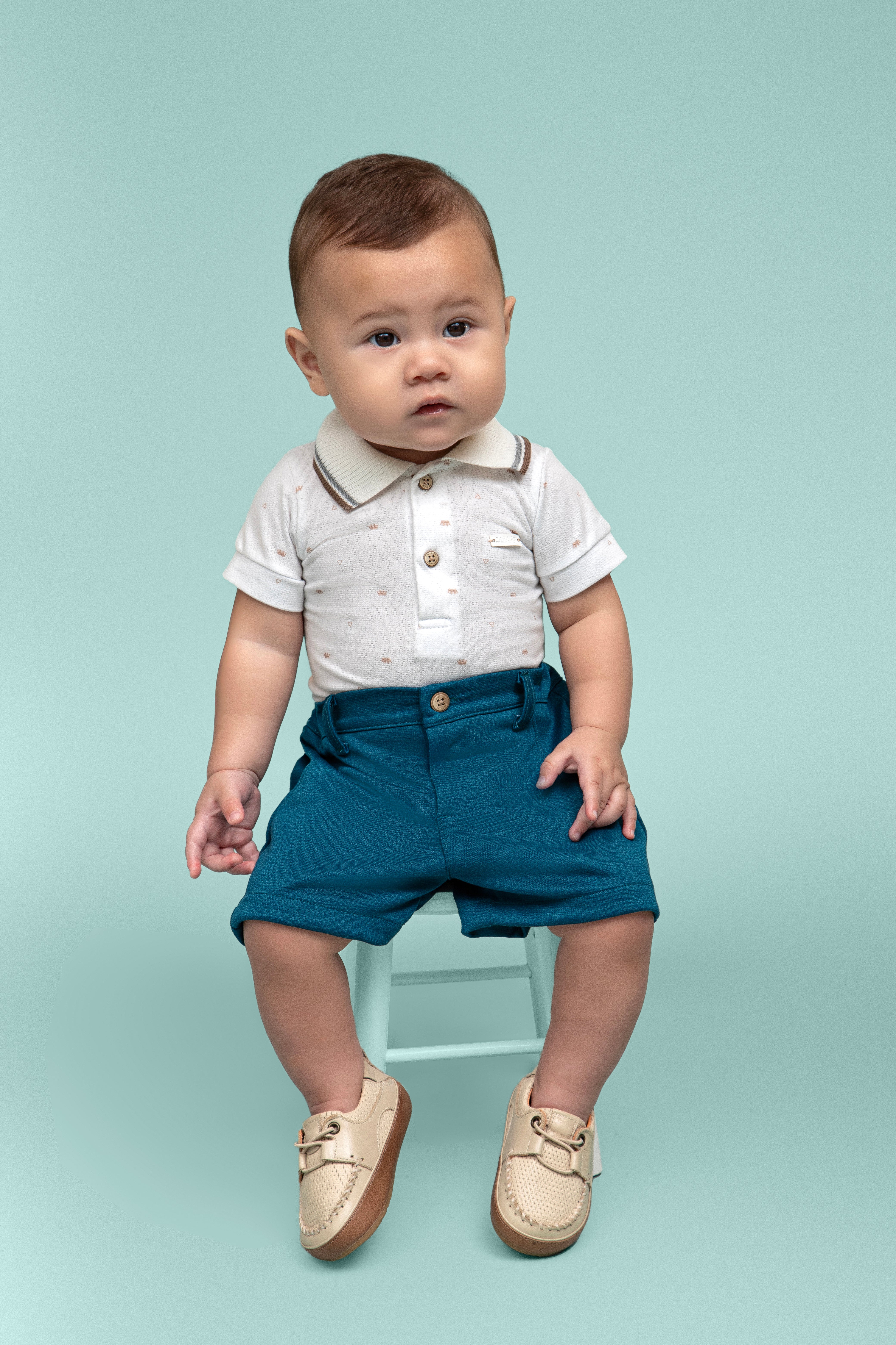 Body Bebê Masculino com Gola Polo – Elegância desde o Berço