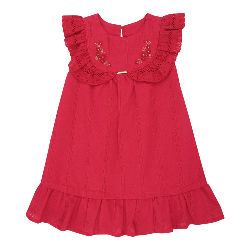 Vestido Feminino Bebê  Bordado Babado Encanto Paraiso