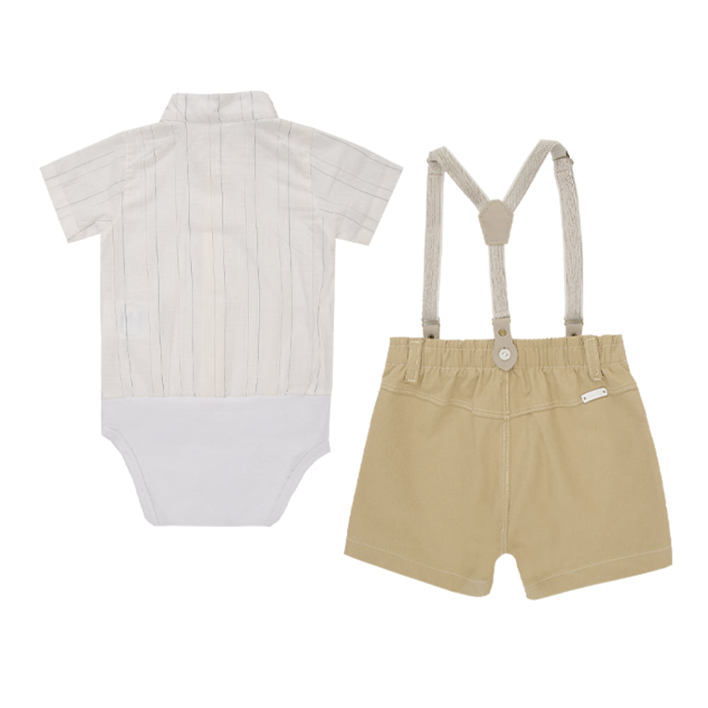 Conjunto Masculino Body Shorts Jeans Camisa Suspensorio