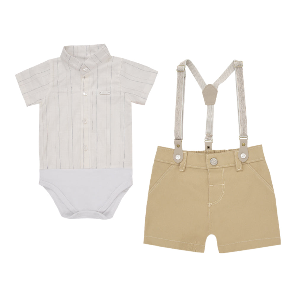 Conjunto Masculino Body Shorts Jeans Camisa Suspensorio