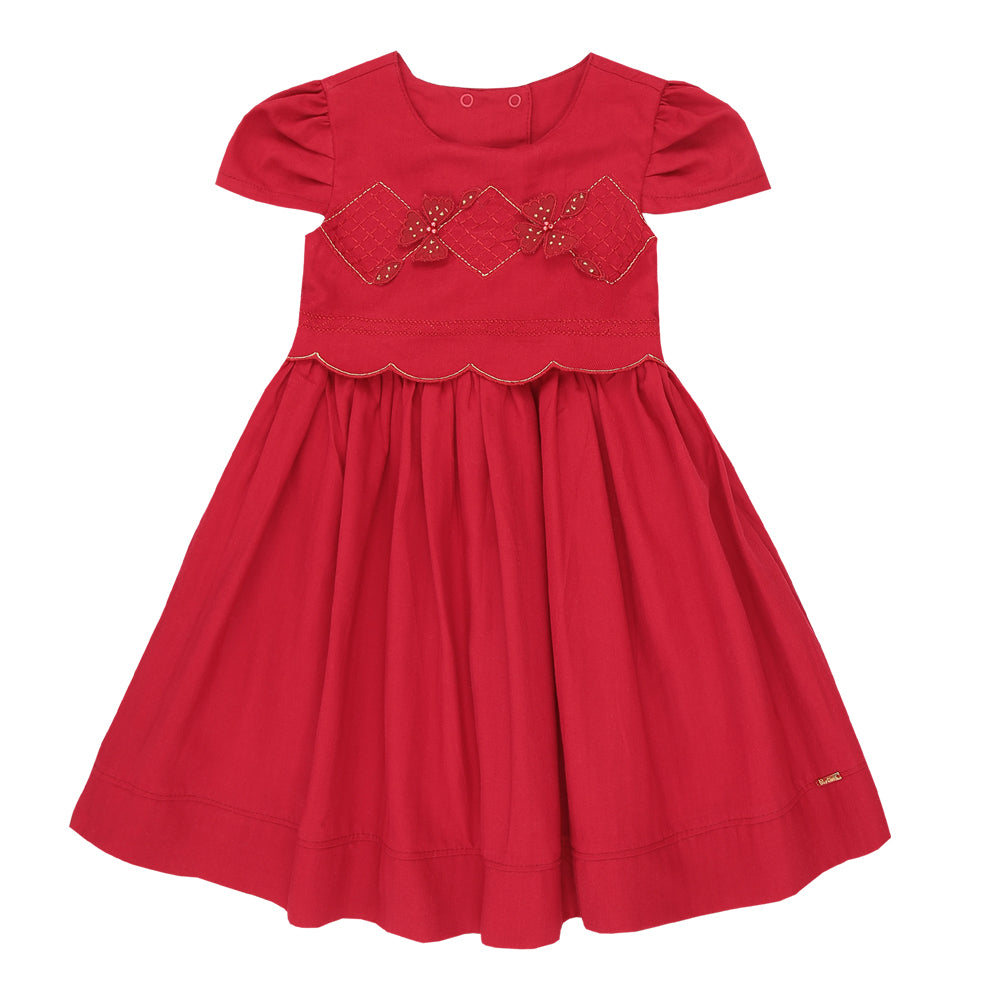 Vestido Feminino Bebê  Bordado Floral Encanto Paraiso