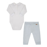 Conjunto Bebê com Body Bordado e Calça Azul Confortável