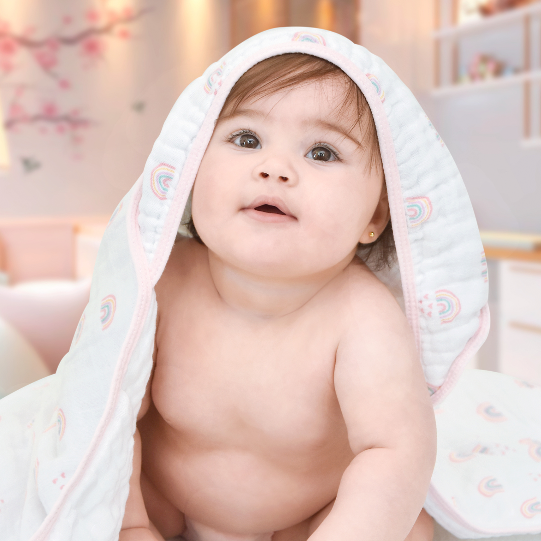 Toalha de Banho Papi Soft com Capuz Estampado - Margaridas