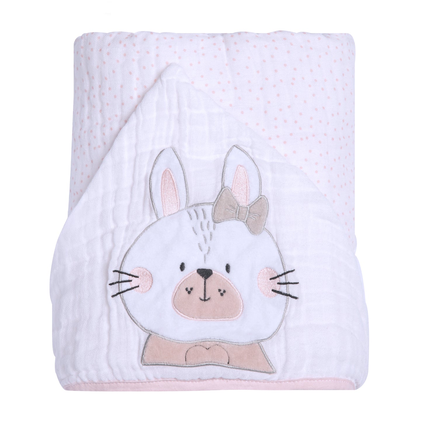 Toalha de Banho Soft Papi Friends com Capuz Bordado - Coelhinha Nina