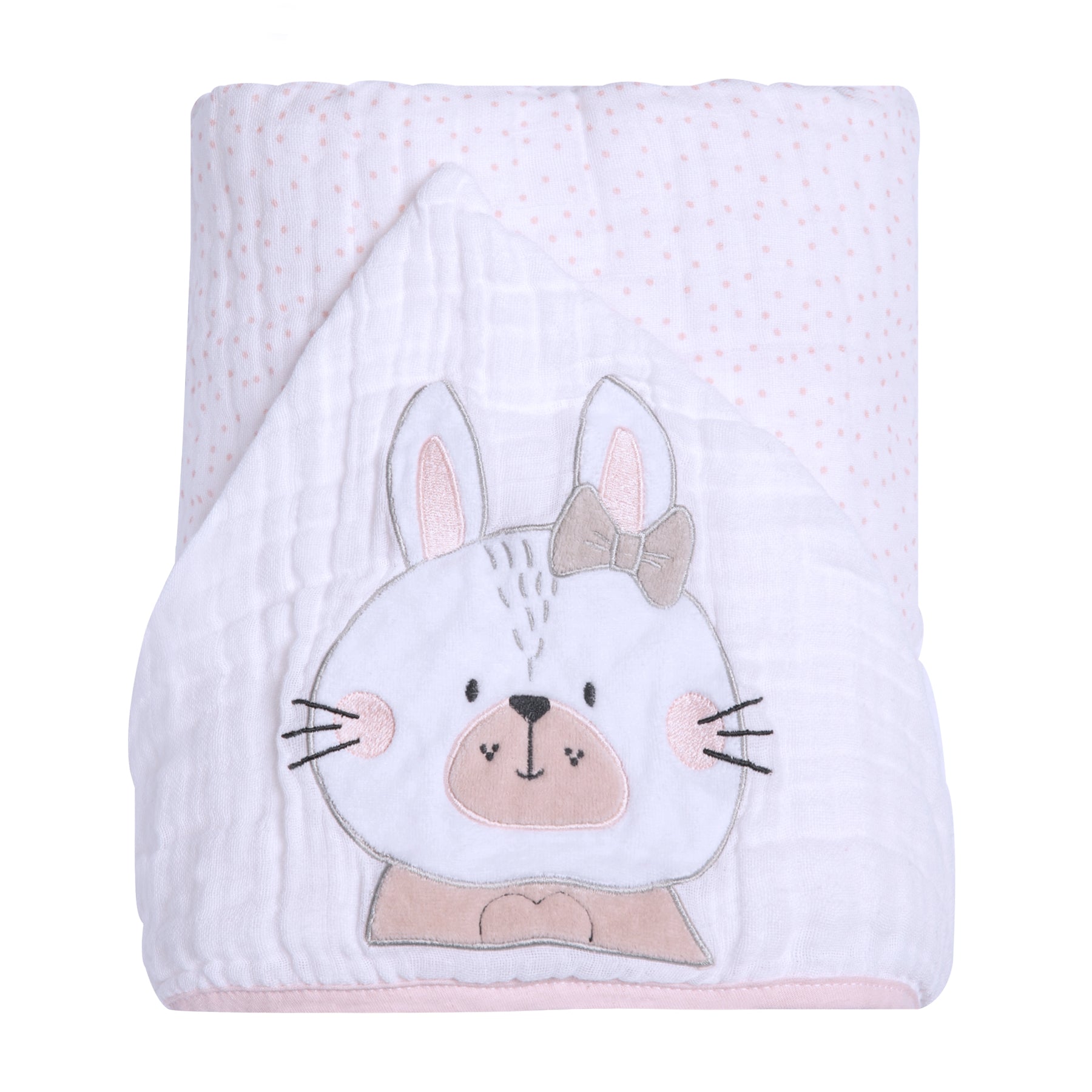 Toalha de Banho Soft Papi Friends com Capuz Bordado - Coelhinha Nina