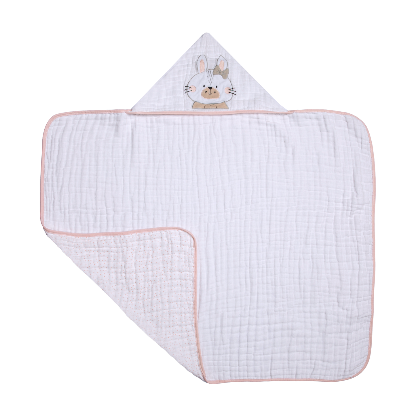 Toalha de Banho Soft Papi Friends com Capuz Bordado - Coelhinha Nina