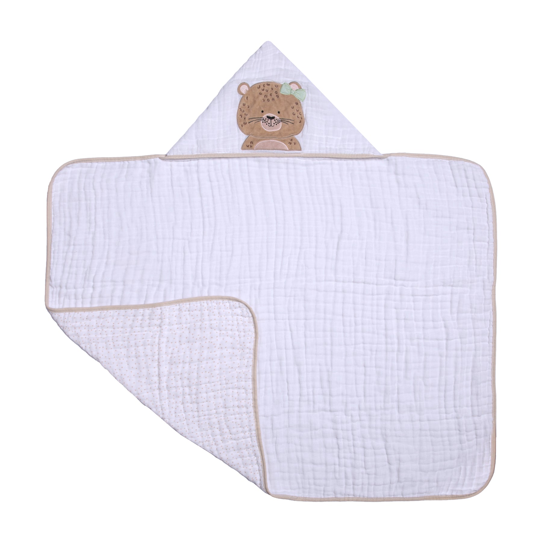 Toalha de Banho Soft Papi Friends com Capuz Oncinha Bia - Conforto Exclusivo para o Seu Bebê