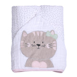 Toalha de Banho Soft Papi Friends com Capuz Gatinha Miau - Conforto Exclusivo para o Seu Bebê