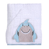 Toalha de Banho Soft Papi Friends com Capuz Tubarão Blu - Conforto Exclusivo para o Seu Bebê