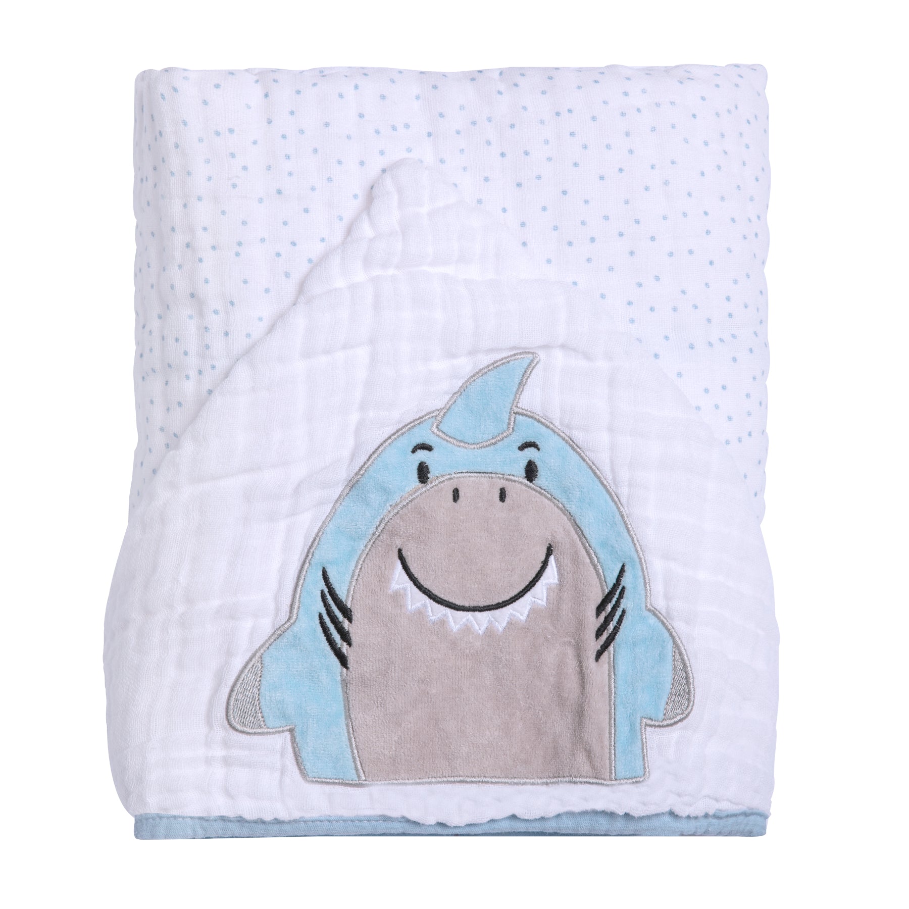Toalha de Banho Soft Papi Friends com Capuz Tubarão Blu - Conforto Exclusivo para o Seu Bebê
