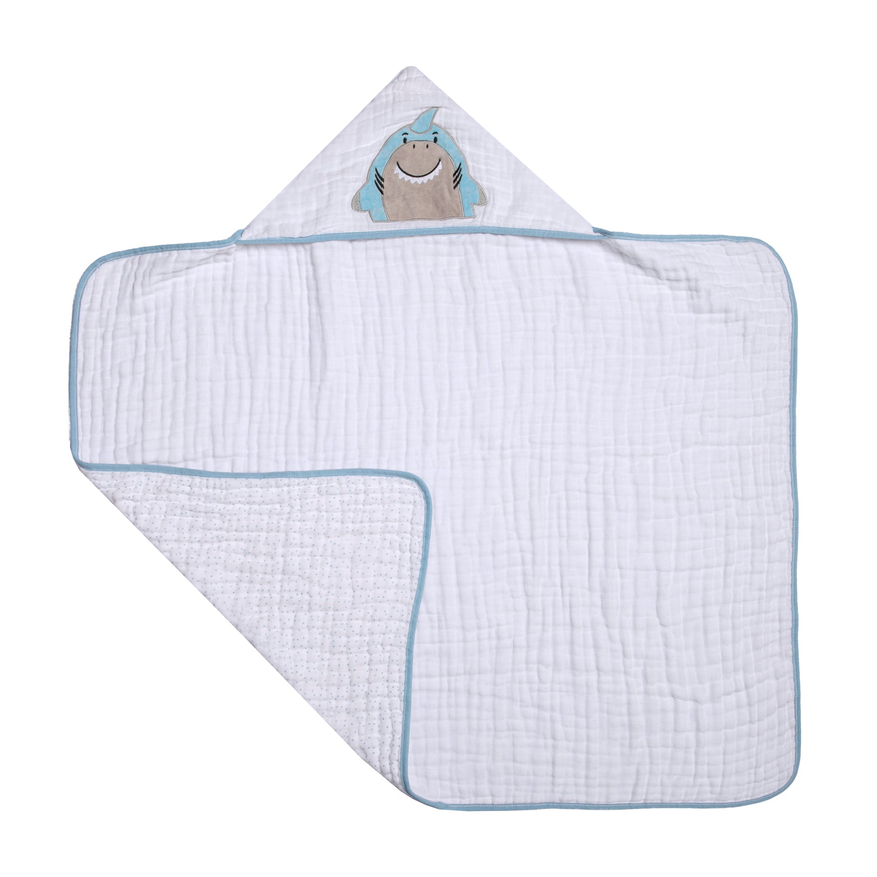 Toalha de Banho Soft Papi Friends com Capuz Tubarão Blu - Conforto Exclusivo para o Seu Bebê
