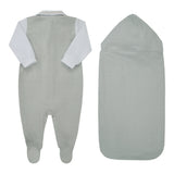Kit Saida Maternidade de Bebê Social Cinza com Manta Elegante