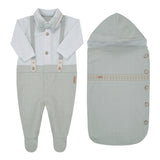 Kit Saida Maternidade de Bebê Social Cinza com Manta Elegante