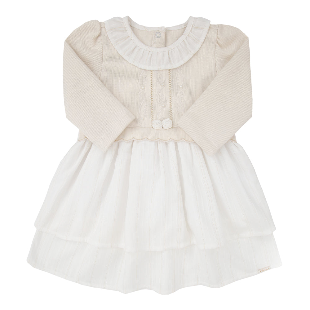 Vestido de Bebê em Tricô com Saia Tule Elegante