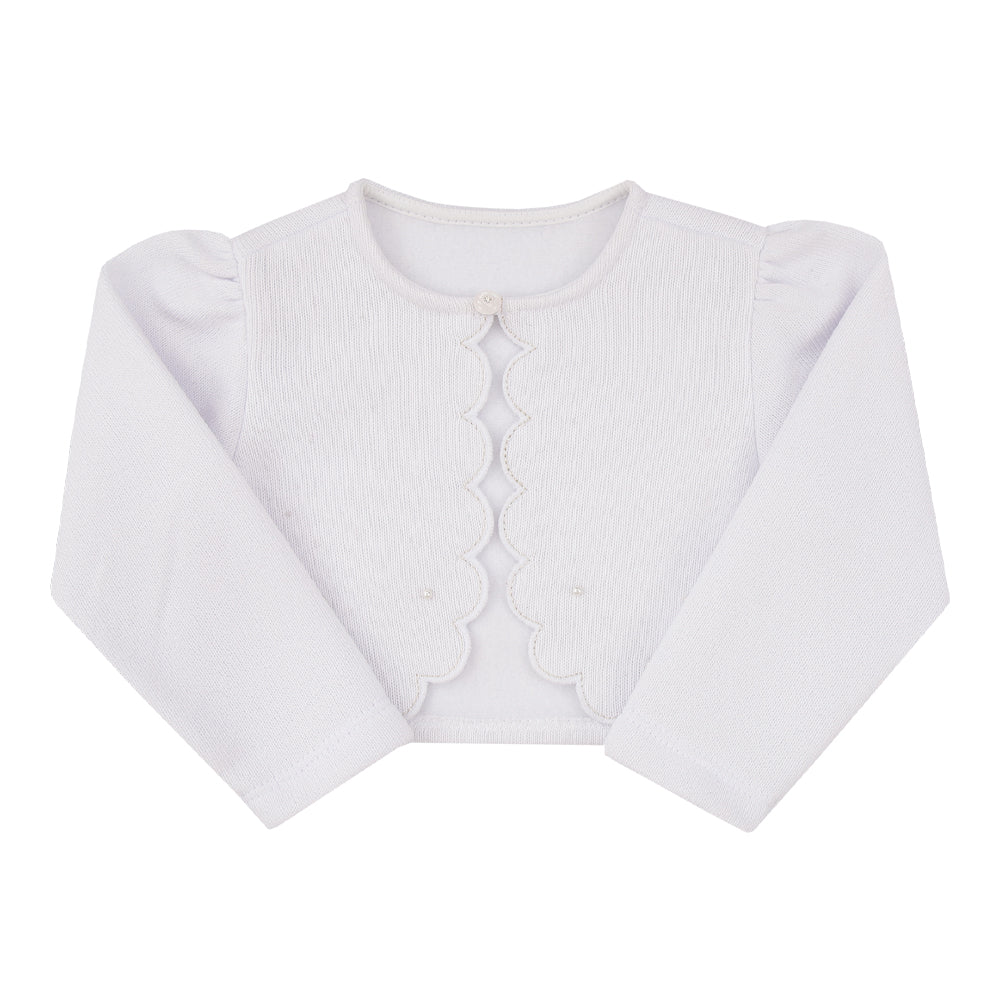 Bolero de Bebê Branco em Tricô Macio e Confortáve