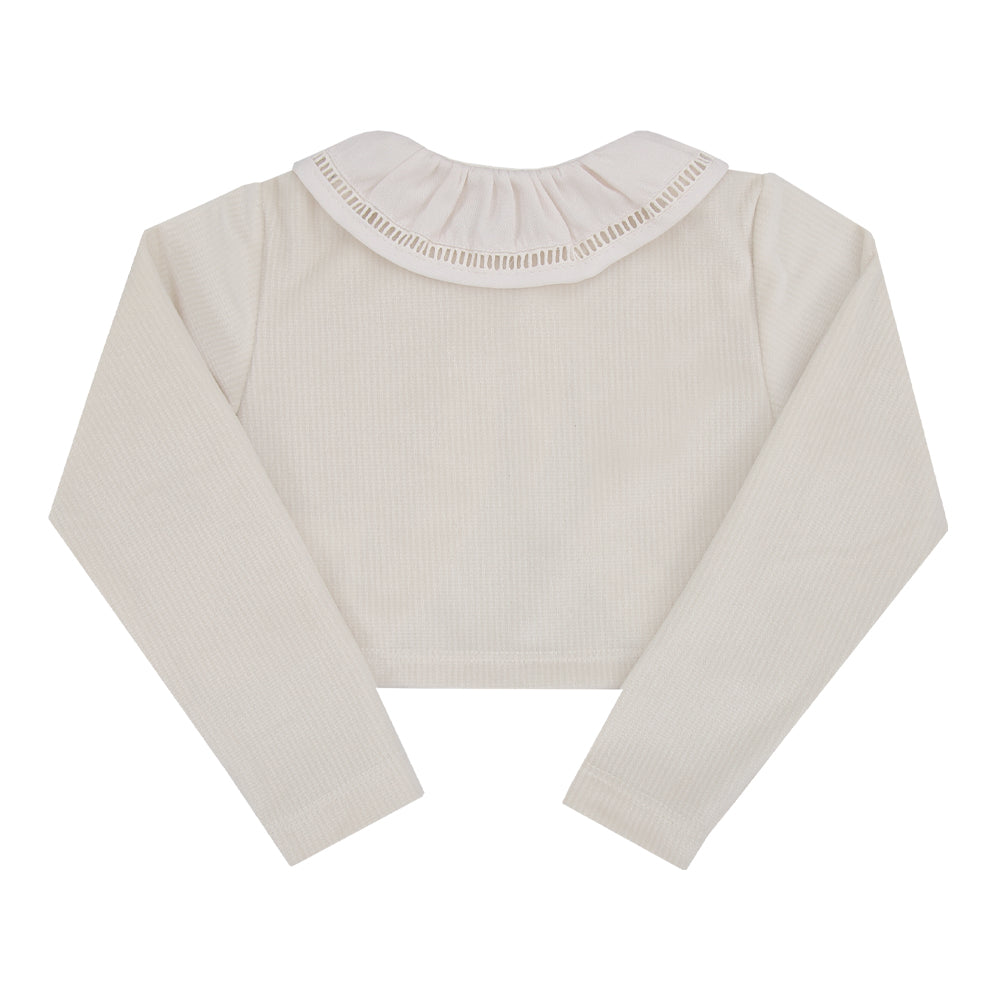 Bolero Infantil Bege com Detalhes Delicados