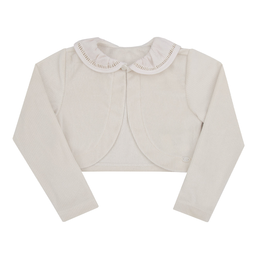 Bolero Infantil Bege com Detalhes Delicados