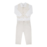 Conjunto Infantil Bege com Camisa Social e Colete Elegante