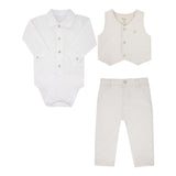 Conjunto Infantil Bege com Camisa Social e Colete Elegante