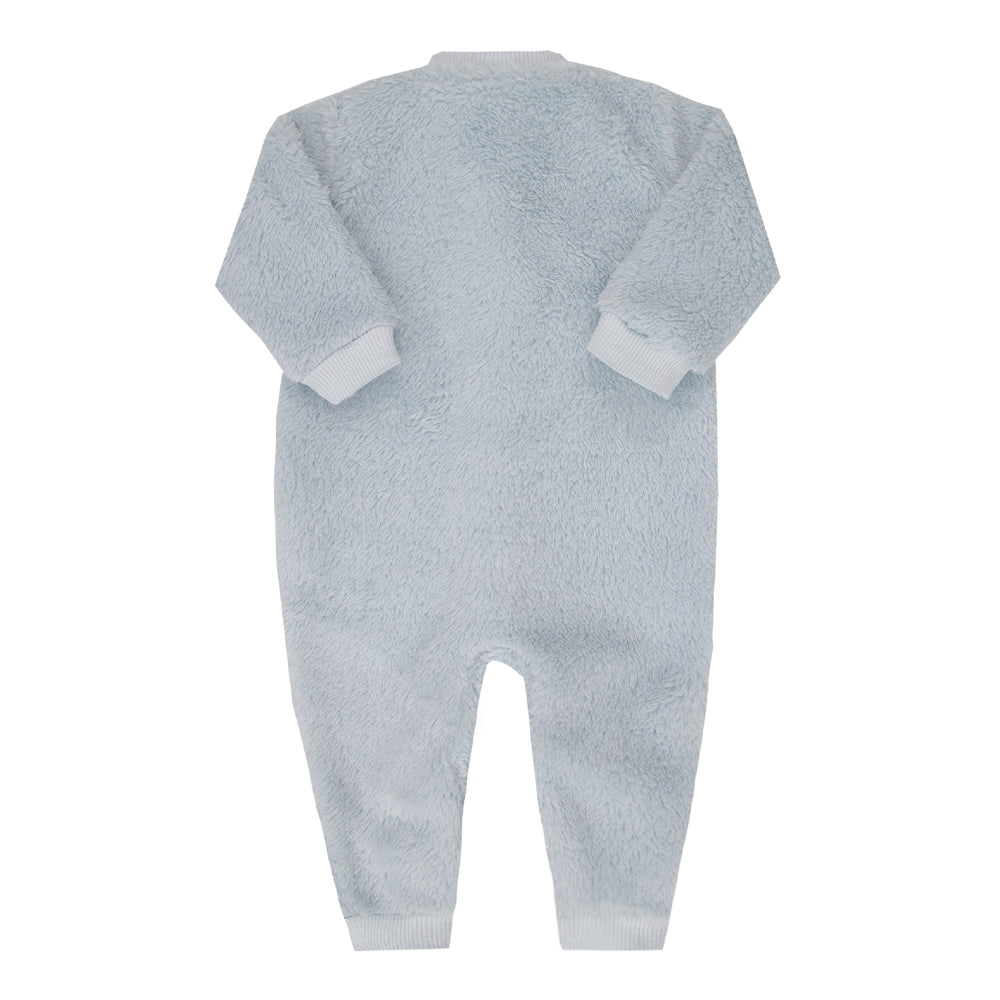 Macacão de Bebê em Plush Creme com Bordado de