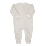 Macacão de Bebê em Plush Creme com Bordado de