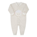 Macacão de Bebê em Plush Creme com Bordado de