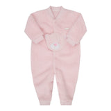 Macacão de Bebê em Plush Creme com Bordado de