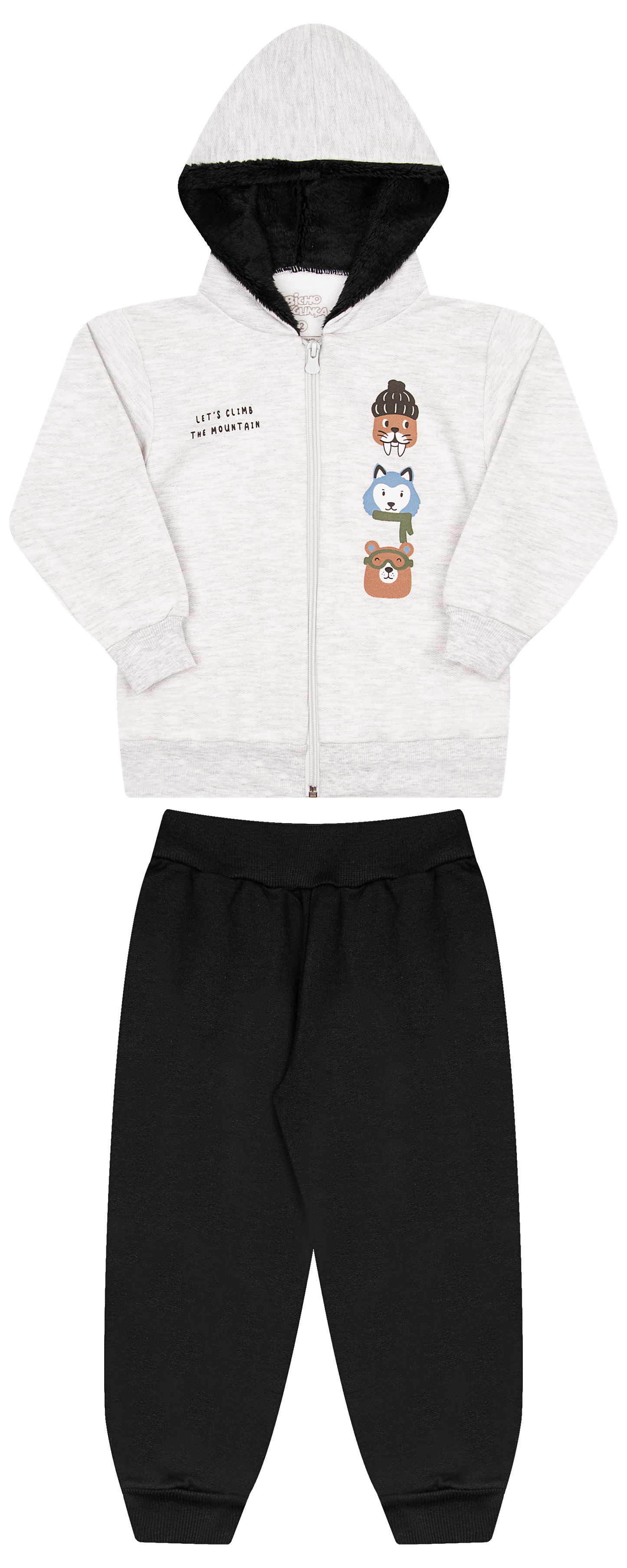 Conjunto de Moletom com Zipper e Pelo Fleece no Capuz – Conforto e Estilo para os Dias Frios