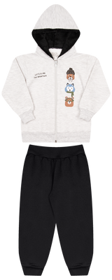 Conjunto de Moletom com Zipper e Pelo Fleece no Capuz – Conforto e Estilo para os Dias Frios