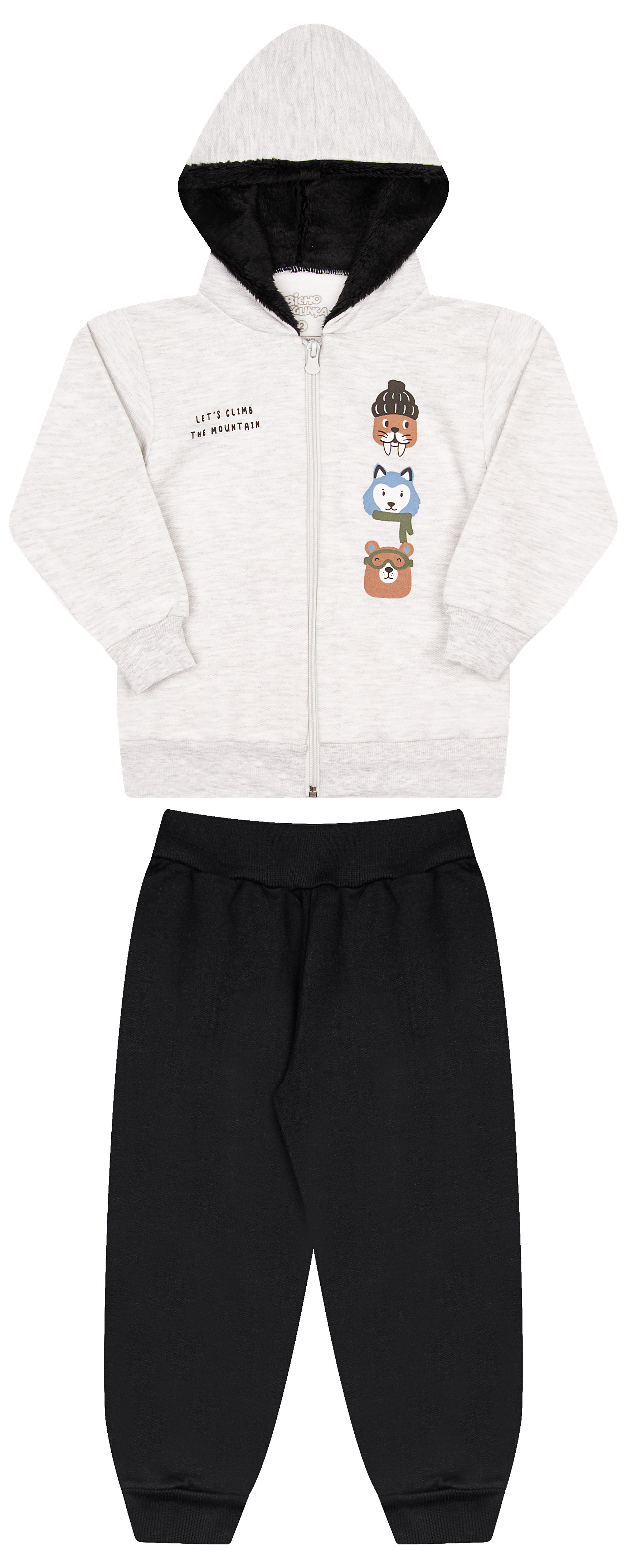 Conjunto de Moletom com Zipper e Pelo Fleece no Capuz – Conforto e Estilo para os Dias Frios
