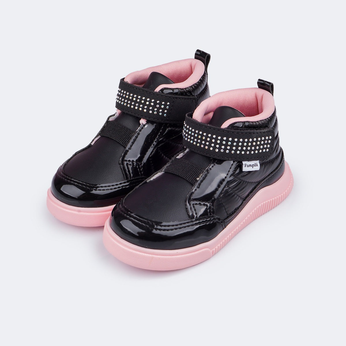 Tênis Feminino Infantil Cano Alto Strass Brilho