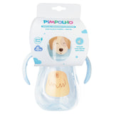 Copo de Treinamento Bichinho com Alça e Tampa 280ml Masculina Pimpolho Azul/Cachorro