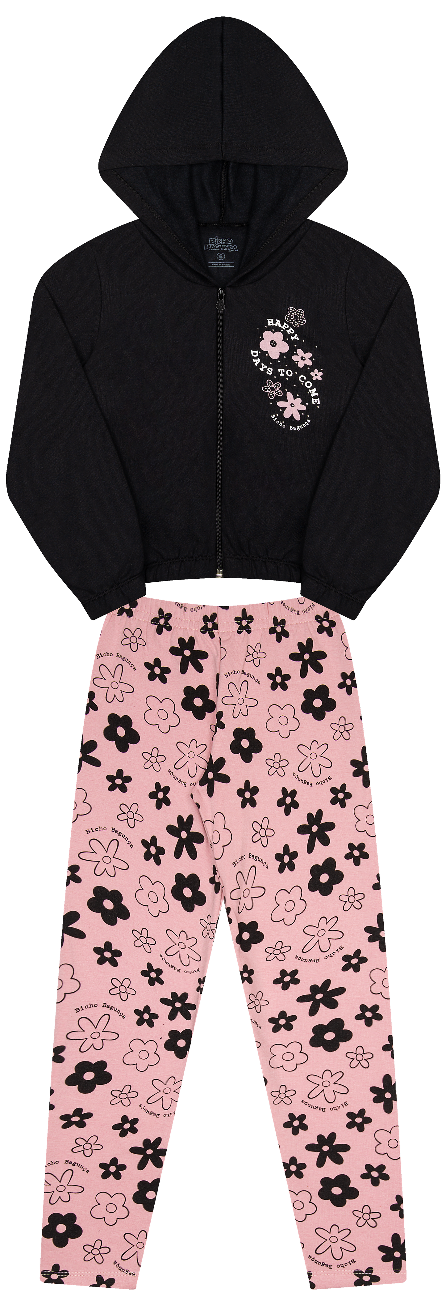 Conjunto de Moletom e Molecotton com Capuz, Zipper e Strass – Estilo Moderno e Conforto Brilhante