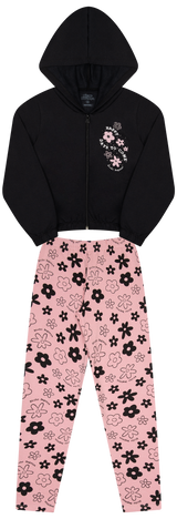 Conjunto de Moletom e Molecotton com Capuz, Zipper e Strass – Estilo Moderno e Conforto Brilhante