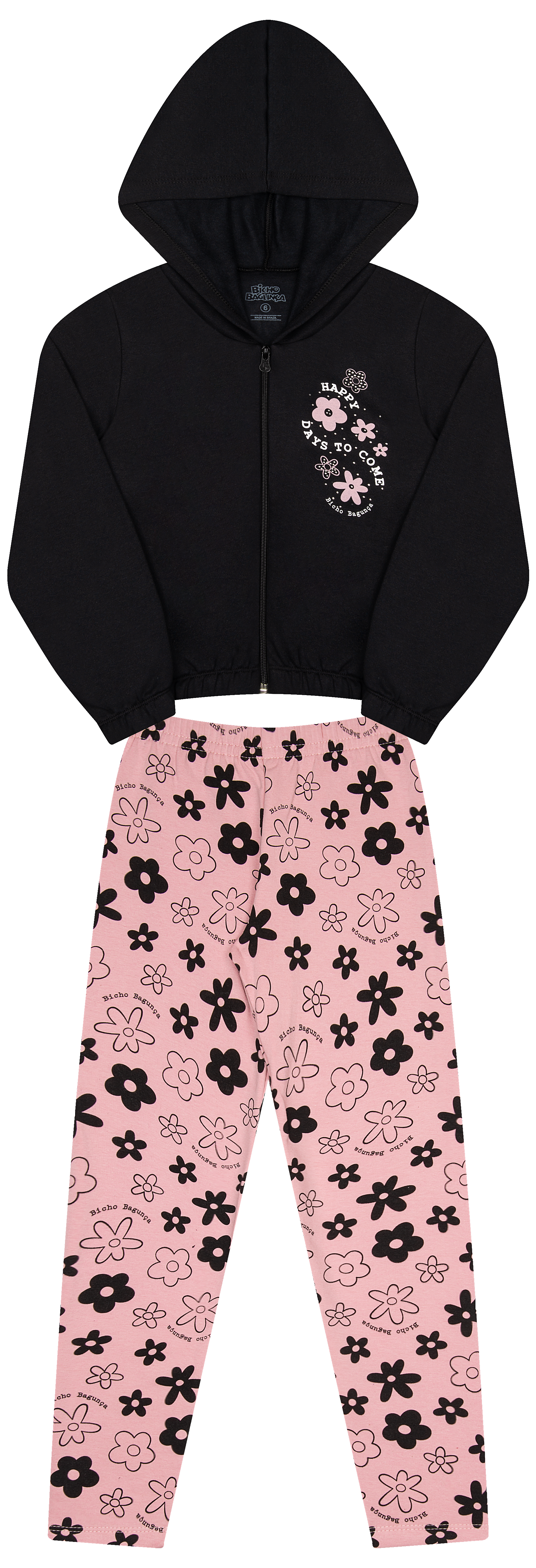 Conjunto de Moletom e Molecotton com Capuz, Zipper e Strass – Estilo Moderno e Conforto Brilhante