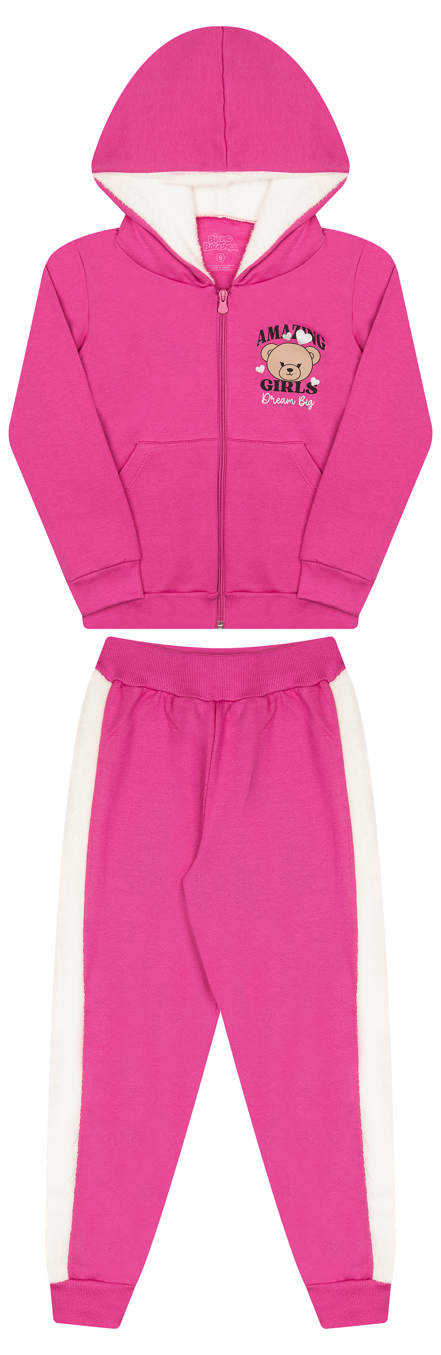Conjunto de Moletom e Pelo Fleece com Zíper e Capuz para Conforto e Estilo