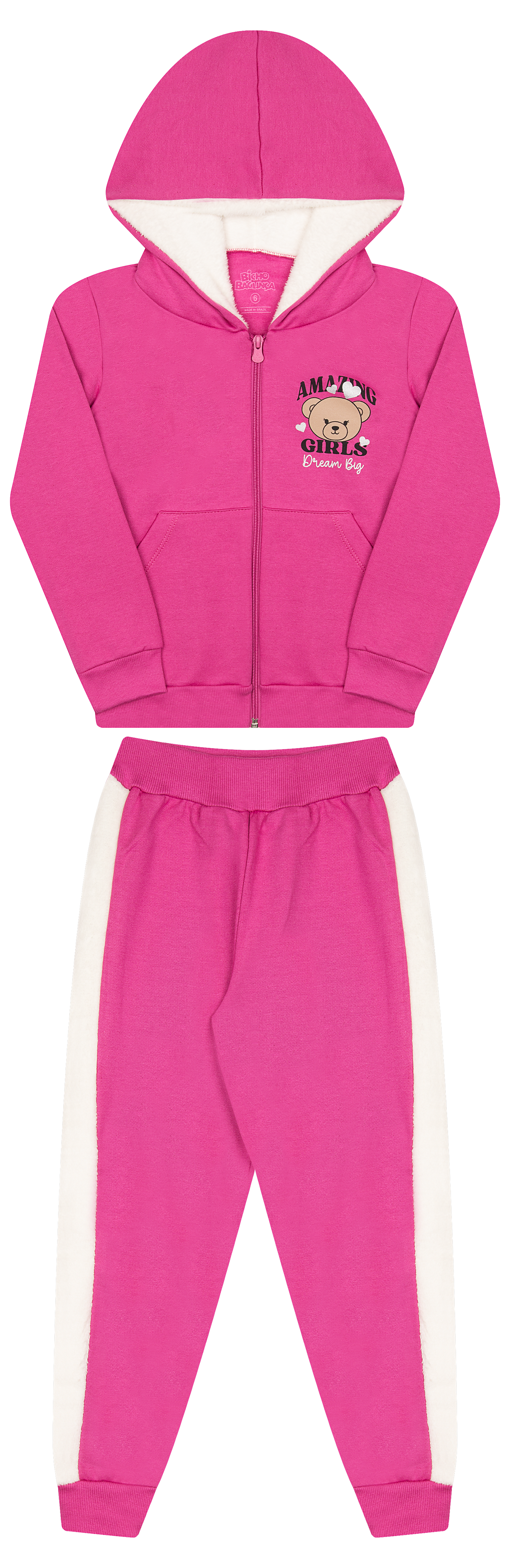Conjunto de Moletom e Pelo Fleece com Zíper e Capuz para Conforto e Estilo