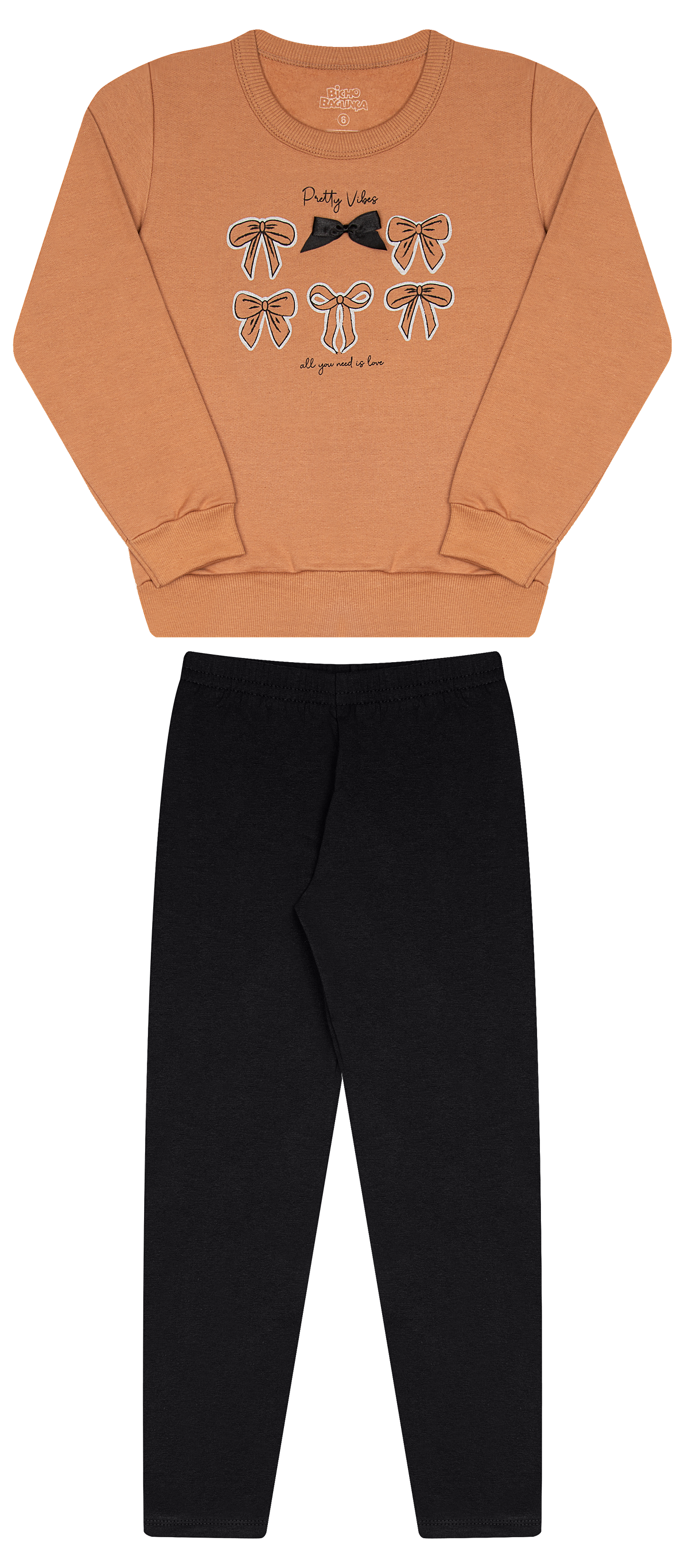 Conjunto de Moletom e Molecotton com Laço Aplicado para Conforto e Estilo