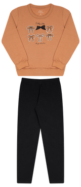 Conjunto de Moletom e Molecotton com Laço Aplicado para Conforto e Estilo