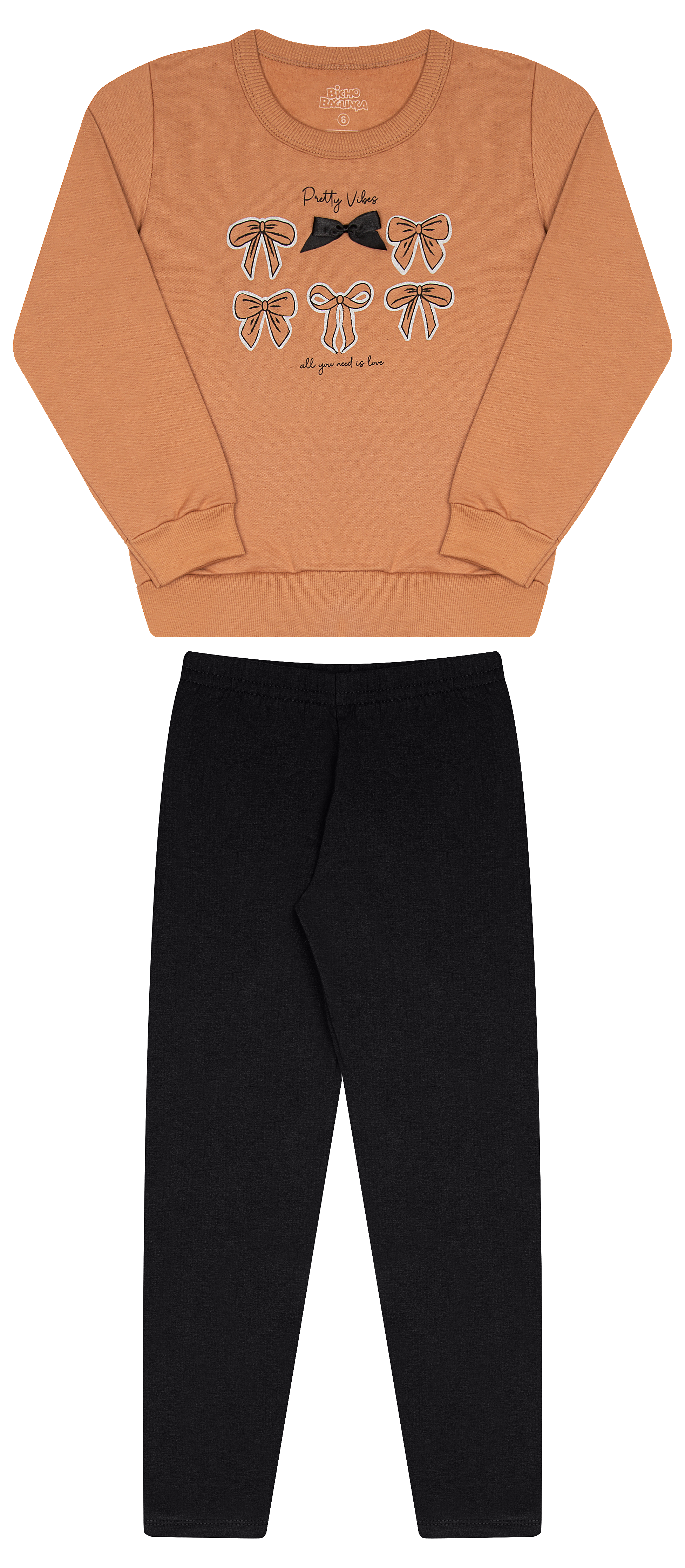 Conjunto de Moletom e Molecotton com Laço Aplicado para Conforto e Estilo