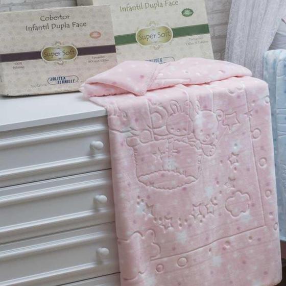 COBERTOR BABY SUPER SOFT EM RELEVO ESTAMPADO 80 cm x 1,10 m Rosa