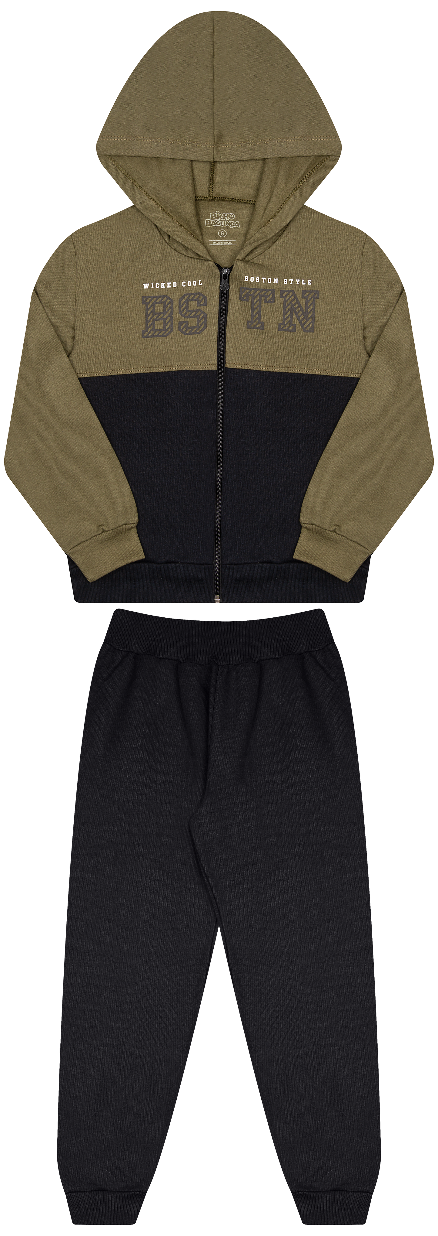 Conjunto de Moletom com Zipper, Capuz e Puff – Conforto e Estilo Urbano