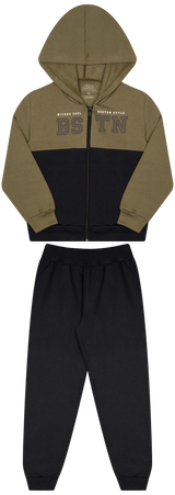 Conjunto de Moletom com Zipper, Capuz e Puff – Conforto e Estilo Urbano