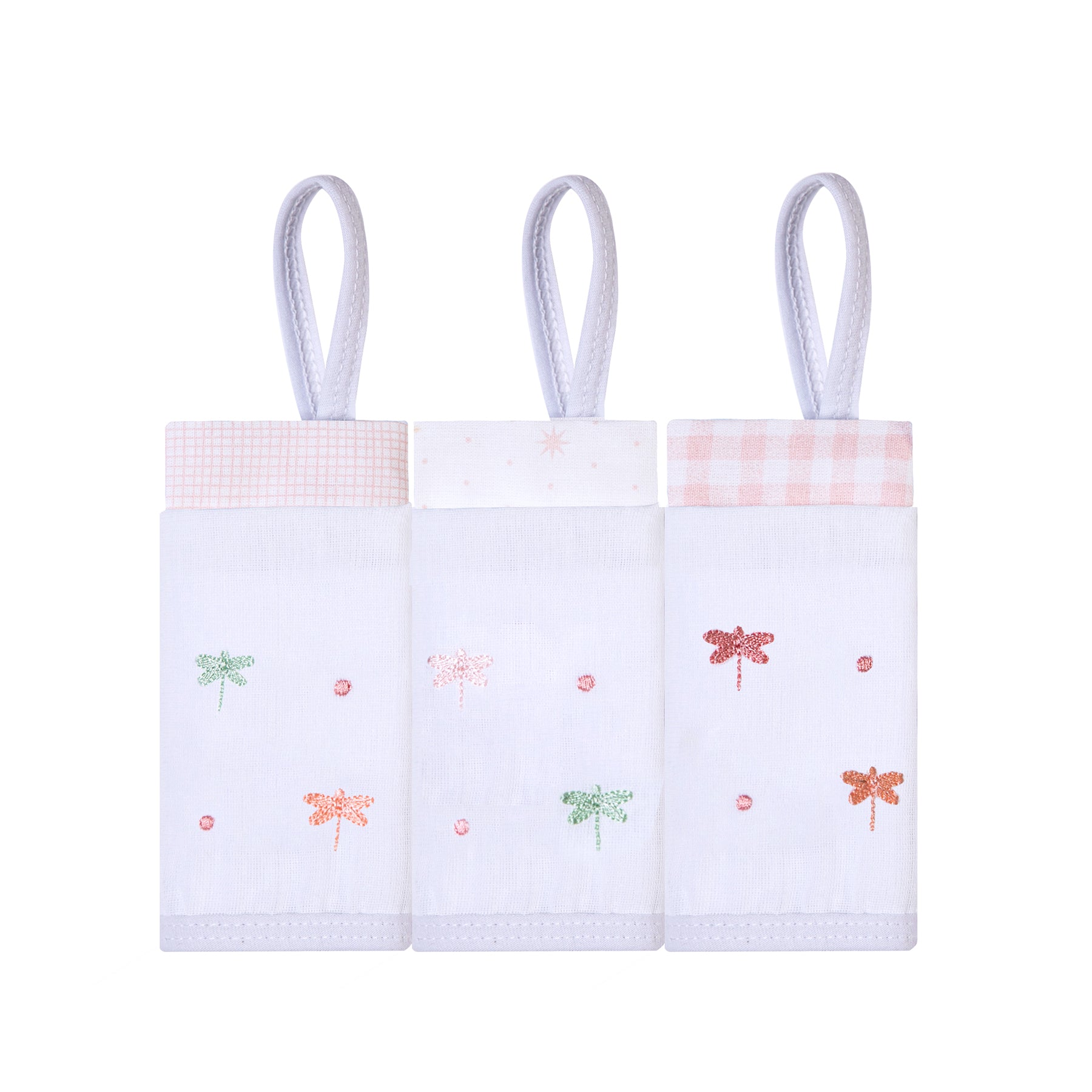 Kit Paninho de Boca Bordados Papi com Prendedor de Chupeta – 3 Unidades 40x40cm Libélula
