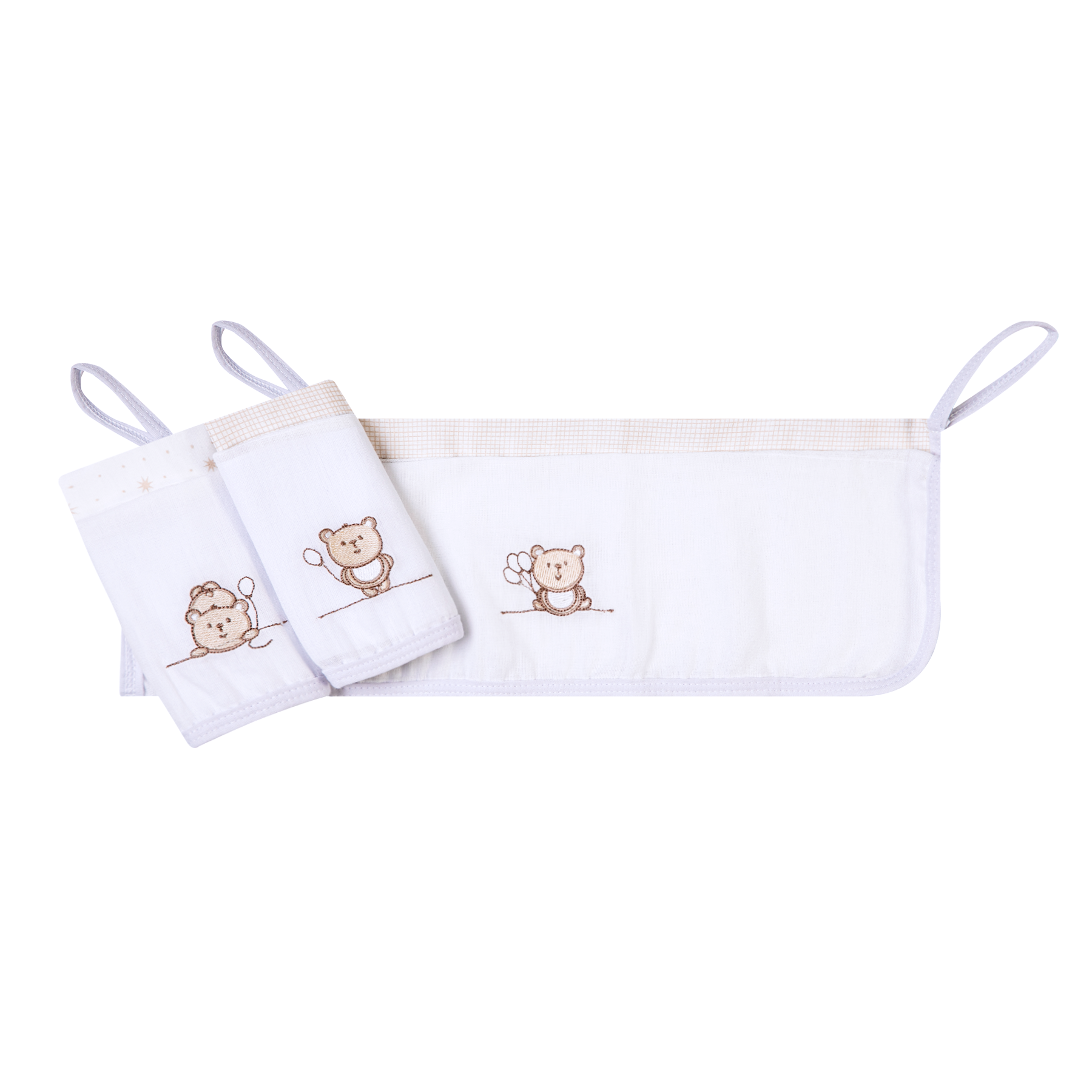 Kit Paninho de Boca Bordados Papi com Prendedor de Chupeta – 3 Unidades 40x40cm Ted Balão