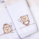 Kit Paninho de Boca Bordados Papi com Prendedor de Chupeta – 3 Unidades 40x40cm Ted Balão