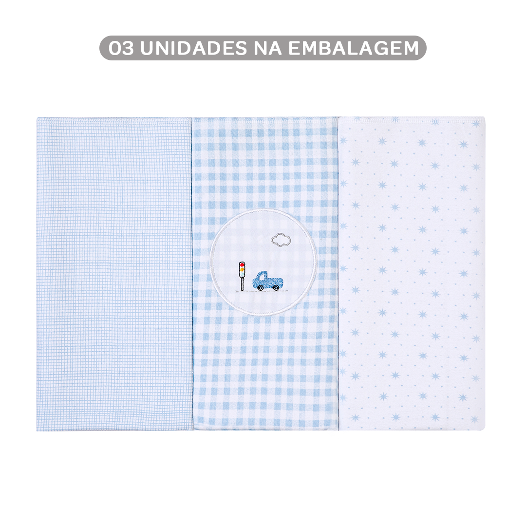 Cueiro Flanelado Bordados Papi carros coloridos 80x80cm – Conforto e Qualidade Exclusiva