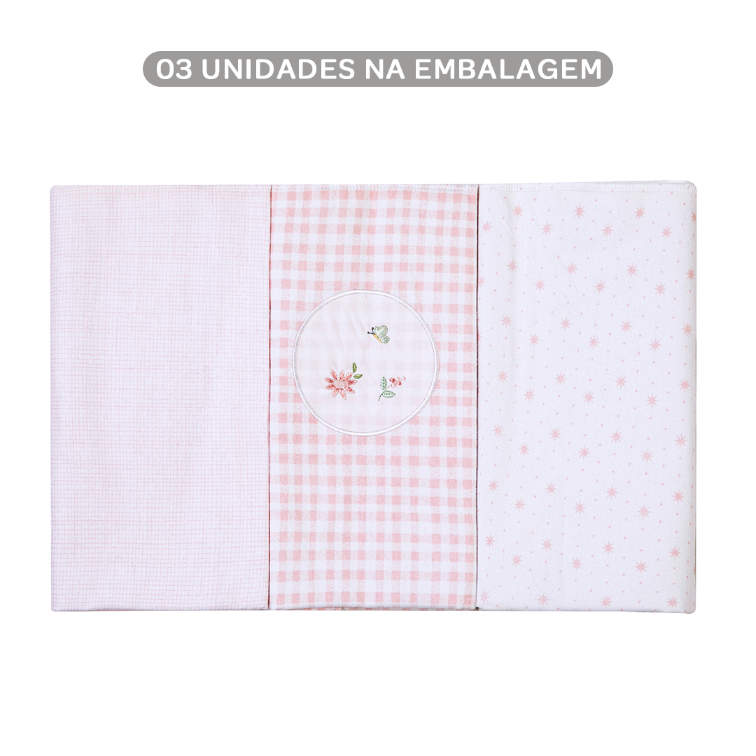 Cueiro Flanelado Bordados Papi Floralzinho 80x80cm – Conforto e Qualidade Exclusiva