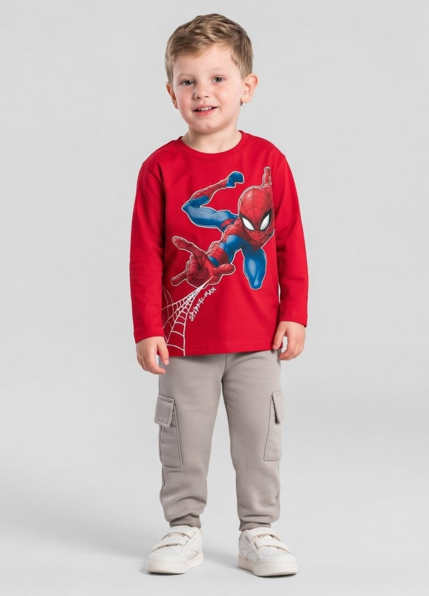 Camiseta Masculina Manga Longa Infantil Spider-Man