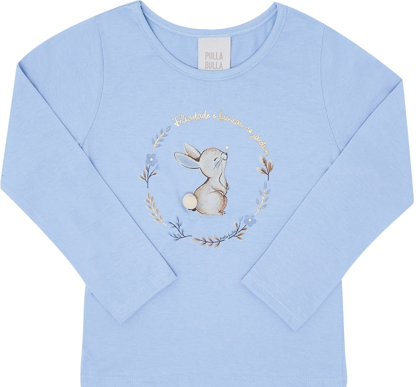 Blusa Feminina Infantil Meia Malha Felicidade Jardim